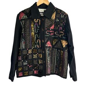 Yak Magik Medium Cotton Blend‎ Boho Beaded Sequined Embroidered Mix Media Jacket
